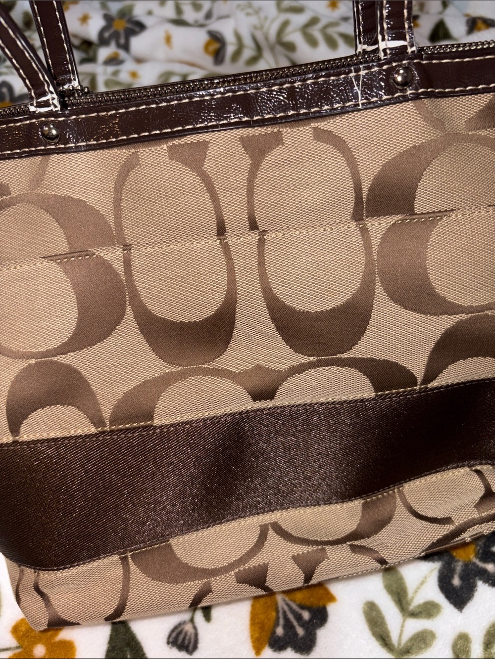 Coach Brown Signature Canvas Tote with Chocolate Trim - Picture 6 of 6